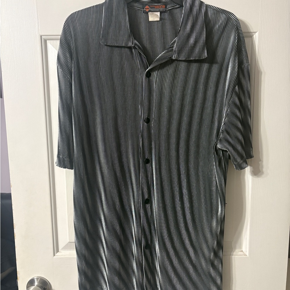Men's Black Striped Casual Button Down Shirt